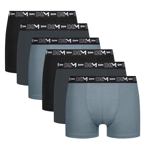 Image of Dim Men's Cotton Stretch Breathable Optimal Support Boxer Shorts x6, Black/Granite/Mouse Grey, XL