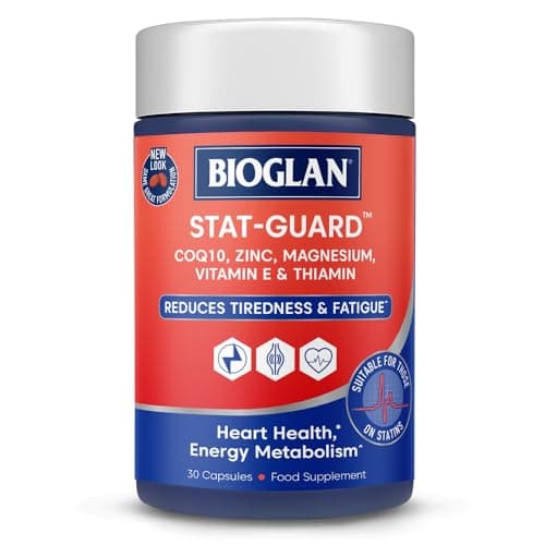 Image of Bioglan Stat Guard | CoQ10 | Zinc | Vitamin E | Vitamin B1 | Magnesium | Helps Reduces Tiredness | Fatigue & Supports Heart Health | 30 Capsules