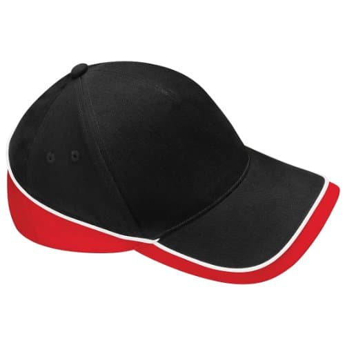 Image of Beechfield Teamwear Competition Cap in Black / red / white