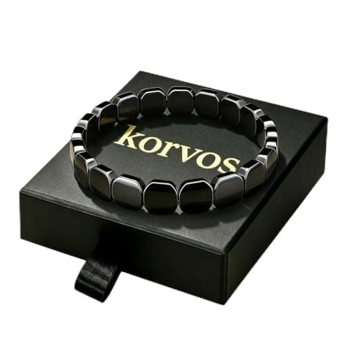 Image of korvos Hematite Bracelet Men, Hematite Crystal Bracelet, Reignite Your Masculinity and Focus, Men's Inspirational Jewelry Gifts