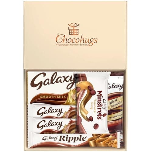 Image of Chocohugs Chocolate Gift Hamper Box | Filled with Galaxy Full Sized Bars Smooth Milk, Minstrels | Gift Hamper | Gift for Children, Mother, Father, Teacher | Treat Box (Standard, All Occasions 3)