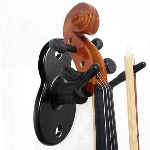 Image of Tissting 1 Pcs Violin Wall Mount Hanger, Iron Violin Stand with Bow Holder, Double Head Violin Viola Hook Stand for Home Studio