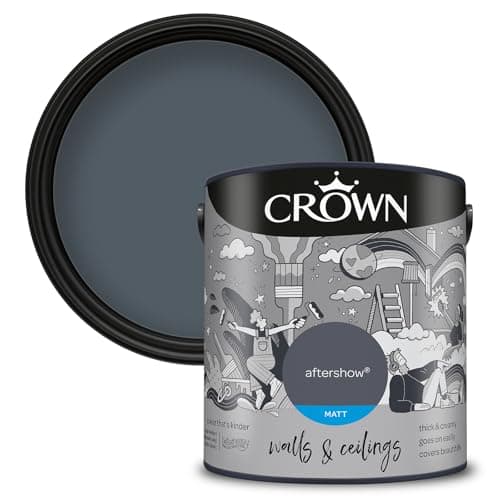Image of CROWN Aftershow - Matt Emulsion Paint - Water Based, Quick Dry - Navy Blue Paint for Walls & Ceilings - 2.5L