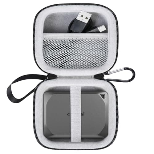 Image of Lacdo Hard Drive Carrying Case for Crucial X6 / X9 Pro / X10 Pro Portable SSD 500GB 1TB 2TB 4TB USB 3.2 External Solid State Drive Shockproof Water Repellent Storage Travel Bag, Black+Gray