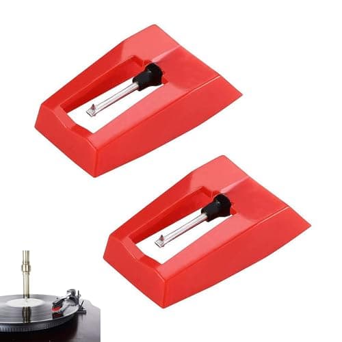 Image of 2 Piece Record Player Needle Replacement, Record Player Stylus, Vinyl Needle, Turntable Needles, Record Player Needles, Replacement Stylus Needles for Vinyl Record Player, Lp, Phonograph (Red)
