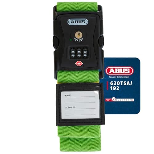 Image of ABUS luggage strap with TSA lock 620TSA/192 - Luggage strap with 3-digit numerical code - Name tag included - green