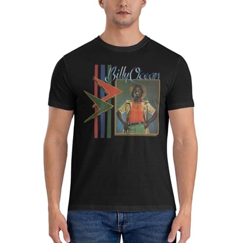 Image of YCRYEQDB Men's Billy Ocean Singer T-Shirts Cotton Short Sleeve Tees Cool Shirts for Summer Outdoor Activities Black M