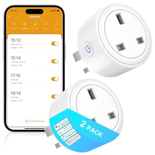 Image of SURFOU Smart Plug Wi-Fi Timer Socket with Energy Monitoring, Mini Remote Control Plug Works with Alexa, Google Home and SmartThings, Light Timers For Home Security, App Smart Life/Tuya, 13A (2)