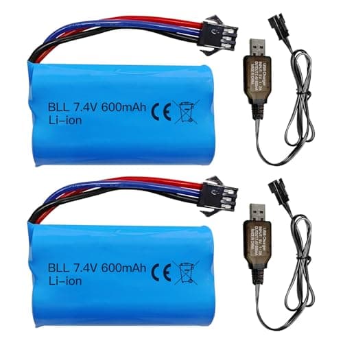 Image of 2PCS 7.4V 600mah 2S SM-3P Plug Li-ion Battery with USB Charging Cable for DE82 TK3086B G20601 RC Toy RC Car TK-3082B Stunt Flip Car Battery