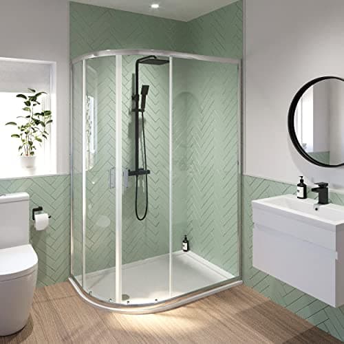 Image of Modern 1200mm x 900mm Left Hand Offset Quadrant Shower Enclosure Framed 6mm Glass Tray with Waste