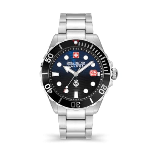 Image of SWISS MILITARY SMWGH2200302 Men's Analogue Quartz Watch with Stainless Steel Strap, Silver