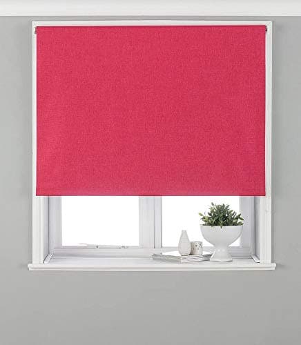 Image of Eclipse Blackout Roller Blind - Pink - Ready Made (Fittings Included) - Temperature Control - Adjustable - 100% Polyester - 153cm width x 162cm drop (60" x 64" inches) - Made by Riva