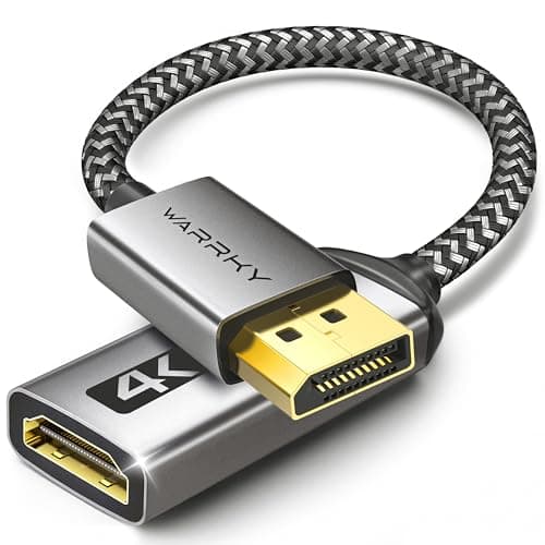 Image of WARRKY 4K DisplayPort to HDMI Adapter, Display Port to HDMI Port, [1440P@60Hz, 1080P@120Hz] No-Latch Uni-Direction DP Computer to HDMI Monitor Converter, Compatible with Lenovo, Dell, HP, Asus, etc