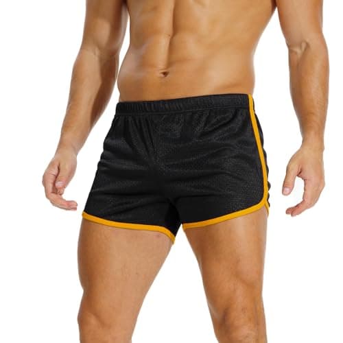 Image of AIMPACT Mens Short Shorts 3 Inch Gym Shorts Men Mesh Mens Bodybuilding Fitness Workout Sprots Shorts Breathable (Black-L)