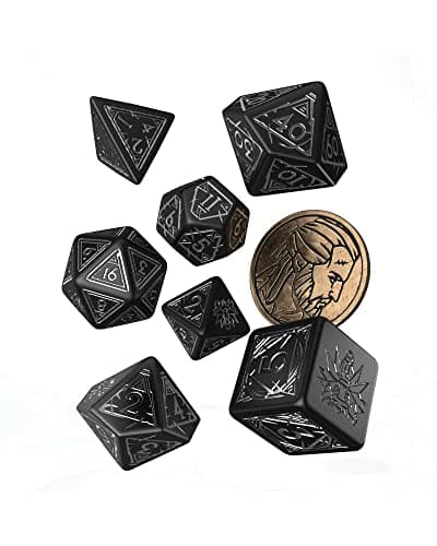 Image of Q-Workshop 85244 The Witcher Dice Set: Geralt - Silver Sword (7) Card Game, Multi-Colour