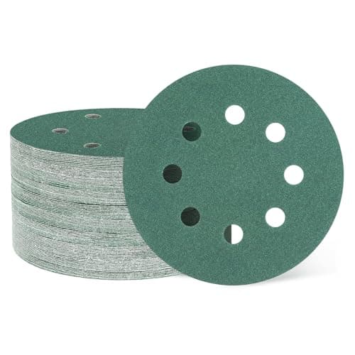Image of sourcing map 50 Pcs 125mm (5 Inch) Sanding Disc 8 Hole 180 Grit Hook and Loop Sandpaper Random Orbital Sander Pads for Woodworking, Metal, Stone Grinding and Polishing, Green, Zirconia
