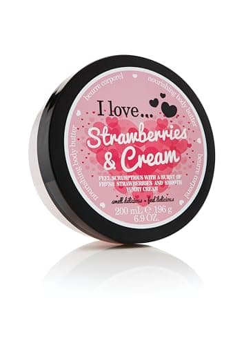 Image of I Love Originals Strawberries & Cream Body Butter, Made With 87% Naturally Derived Ingredients Including Shea Butter & Coconut Oil For Soft & Hydrated Skin, Vegan-Friendly - 200ml