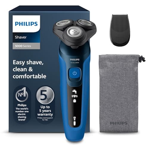 Image of Philips Shaver Series 5000, Wet and Dry Electric Shaver for Men, ComfortTech blades 360°, Contour Heads, Advanced Display, SmartClick Precision Trimmer, S5466/18