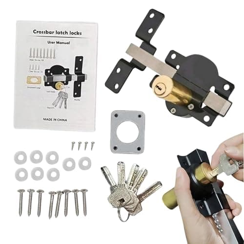 Image of Qfdiwr Sliding Door Lock - Double Sided Shed Lock - 5 Keys Secure Door Bolt for Interior Exterior Barn Closet Bathroom Patio Bedroom Backyard