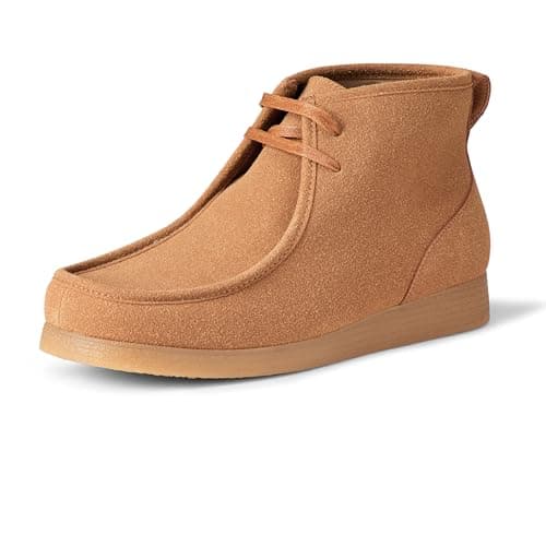 Image of Amazon Essentials Men's Chukka Moc Toe Boots, Tan Faux Suede, 10.5 UK