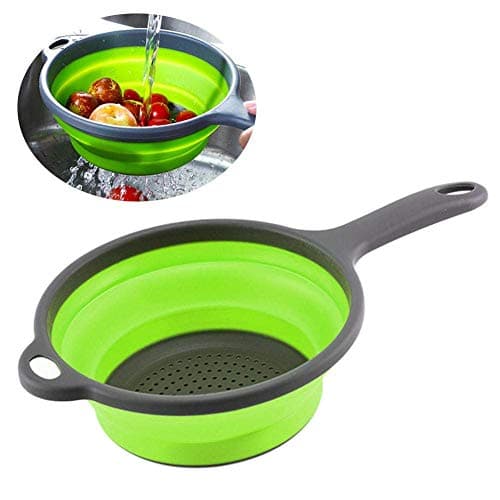 Image of KOKSI Collapsible Silicone Colander with Handle Food Strainer Basket, BPA-Free