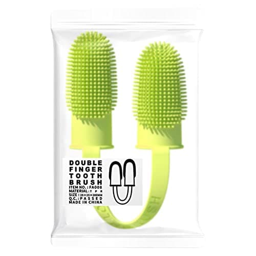 Image of Dog Toothbrush for Teeth Cleaning Finger Brush with Bristles 2 Design Fingerbrush to Effective Freshes Pet Breath Silicone Brush with Bristles Small for Dogs and Cats Teeth Fingerbrush Small Large