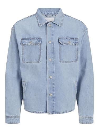 Image of JACK & JONES Men's Long Sleeve Shirt, Light Blue (Light Blue Denim), XL