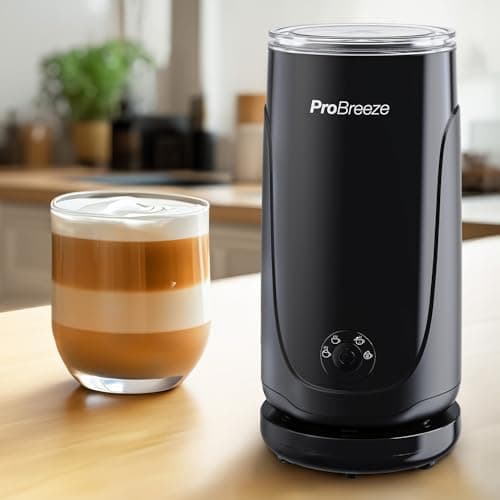 Image of Pro Breeze Electric 4-in-1 Automatic Milk Frother, Large 240ml - Hot & Cold Foam Maker, Milk Steamer & Warmer for Coffee, Latte, Cappuccino & Hot Chocolate, Non-Stick Interior, Quiet Operation