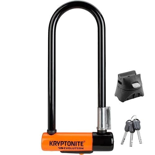 Image of Kryptonite Evolution Mini-9 Bike U-Lock, Heavy Duty Anti-Theft Sold Secure Gold Bicycle U Lock, 14mm Shackle with Mounting Bracket and Keys, High Security Lock for E-Bike Scooter Road Mountain Bikes