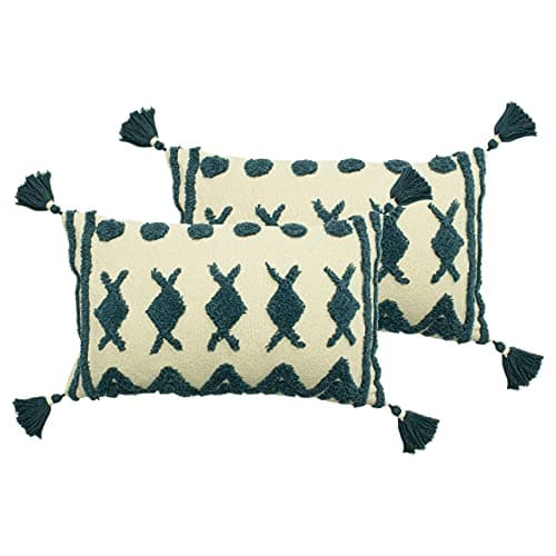 Image of furn. Esme Polyester Filled Cushions (Twin Pack), Cotton, Teal