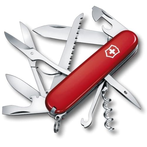 Image of Victorinox Huntsman Swiss Army Knife, Medium, Multi Tool, Camping Knife, 15 Functions, Large Blade, Bottle Opener, Red