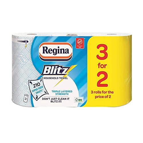 Image of Regina Blitz Kitchen Towel Extra Large Roll 3ply Super Absorbent Paper, Pack of 3