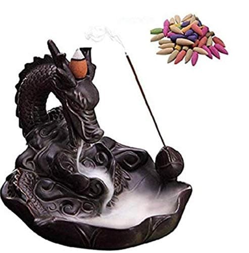 Image of TANGT Backflow Incense Burner Home Dragon Backflow Incense Burner with 10 Pcs Backflow Incense Burner- Aromatherapy Ornament Home Decor