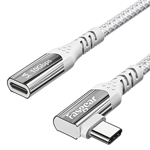 Image of Fasgear USB C Extension Cable for Mac-book Pro USB 3.1 Type C Male to Female Extended Braided Cord Fast Charging & Data Sync Adapter Compatible for M1 Mac Mini i-Pad Pro 2020 DJI Mavic(6ft, White)