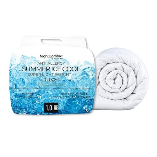 Image of Night Comfort 1 Tog Anti Allergy Summer Ice Cool Duvet Super King - Super Lightweight Microfibre Hotel Quality White Bedding Quilt