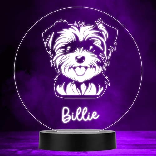 Image of Morkie Dog Pet Silhouette Colour Changing Personalised Gift LED Lamp Night Light | Personalised Gift For Home, Lamp Room Décor | Kids & Adults Night Lights With Name | Personalised Gift For Bedroom |