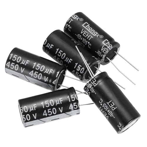 Image of sourcing map Electrolytic Capacitor Aluminum Radial High Frequency 150UF 450V 105 Celsius Life 3000H 18 x 35mm High Ripple Current,Low Impedance 5pcs