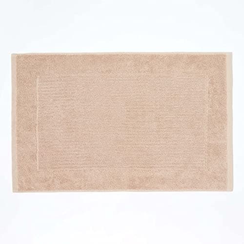 Image of HOMESCAPES Imperial Plain Stone Beige Bath Mat 50 x 80 cm - Super Soft Bathroom Mat - 100% Turkish Cotton Shower Mat