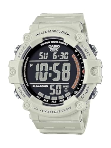Image of Casio Illuminator AE1500WH Series | 10-Year Battery | LED Backlight | 5-Alarms | 1/100 Sec Stopwatch | Men's Digital Watch, White, Standard, Chronograph,Digital