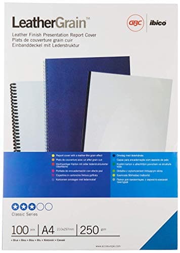 Image of GBC LeatherGrain Binding Covers 250 gsm A4 100 - Blue
