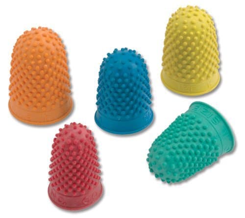 Image of Pack of 15 Coloured Assorted Size Rubber Finger Cones Thimblettes 3 of Each
