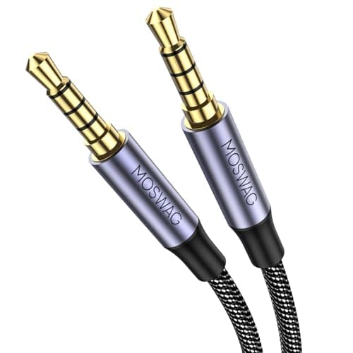 Image of MOSWAG 10FT/3Meter 3.5mm Audio Cable Male to Male - 4 Pole Stereo Aux Cord for Headphones, PS4, Smartphone, Tablets, Headset, PC, Laptop and More