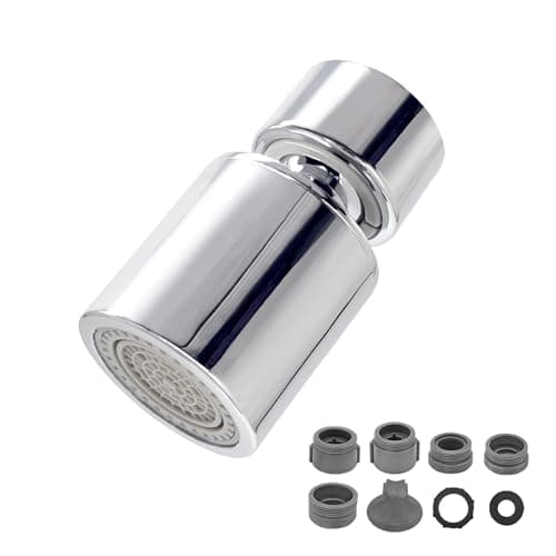 Image of Ainkou Swivel Faucet Aerator, 360 Degree Rotate Kitchen Sink Faucet Head Replacement, 2-Function Flow Faucet Nozzle Soft Stream/Strong Sprayer 22mm Female Thread (Silver)