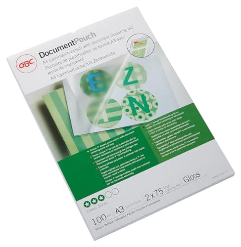 Image of GBC A3 2x75 Micron Gloss Laminating Pouches, Pack of 100, 3200745
