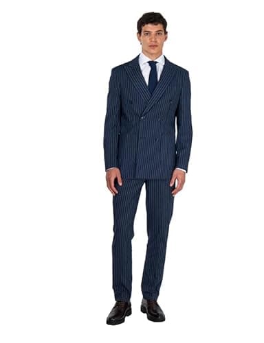 Image of Xposed Lloyd – Double Breasted Navy Pinstripe Linen Suit [SUIT-DB-LLYOD-NAVY-40 UK]