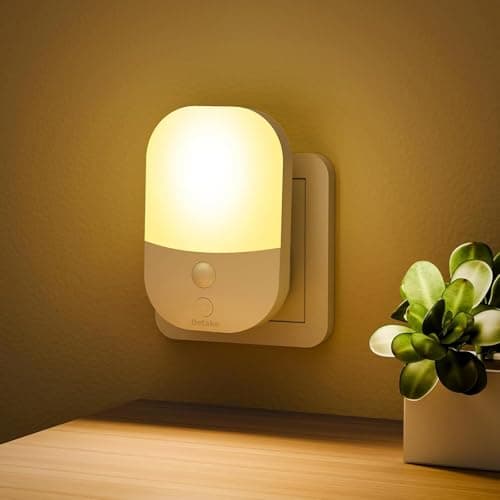 Image of Night Light Plug in Wall with Dusk to Dawn Photocell Sensor, 5 Brightness Levels, ON/Off/AUTO Lighting Mode, 3000K Warm White Night Light for Baby, Hallways, Stairs, Bedrooms, Kitchen, 0.3W, 1 Pack