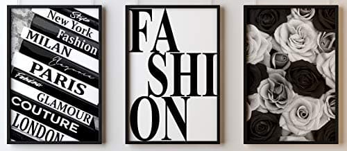 Image of Crafty Little Penguin Set of 3 Black & White Fashion Prints - Unframed A4 (210 x 297 mm) - Wall Art Print - Living Room