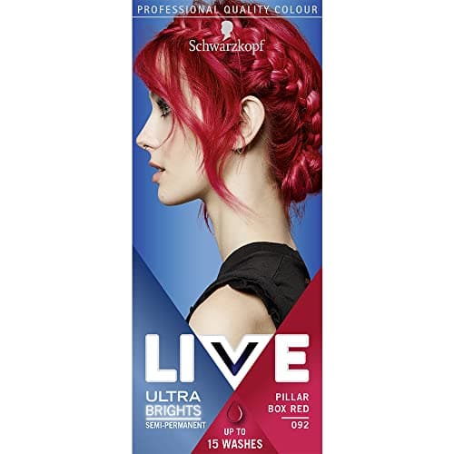 Image of Schwarzkopf LIVE Ultra Brights Or Pastels, Vibrant Semi-permanent Red Hair Dye, Lasts Up to 15 Washes- Pillar Box Red 092