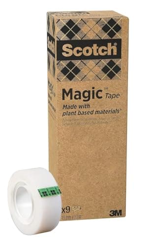 Image of Scotch Magic Invisible Tape A Greener Choice, 19mm x 33m, 9 Rolls - Plant-based Solvent Free Adhesive, 100% Recycled Cardboard Packaging & Plastic Core