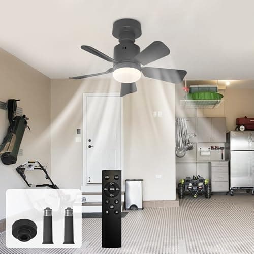 Image of GEADI Screw in Ceiling Fan Light, Dimmable LED Ceiling Lamp Fan for Bedroom E27 Socket with Remote Control, Adjustable 4 Speed 3 Color Temperature, 45 cm Black